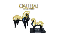Maison Couture - Tượng Ngựa Gốm Mun Mài Dát Vàng Noir Laqué Feuille d’Or Tang Horse H24/H36-TƯỢNG TRANG TRÍ-CẬU HAI HOME DECOR