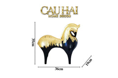 Maison Couture - Tượng Ngựa Gốm Mun Mài Dát Vàng Noir Laqué Feuille d’Or Tang Horse H24/H36-TƯỢNG TRANG TRÍ-CẬU HAI HOME DECOR
