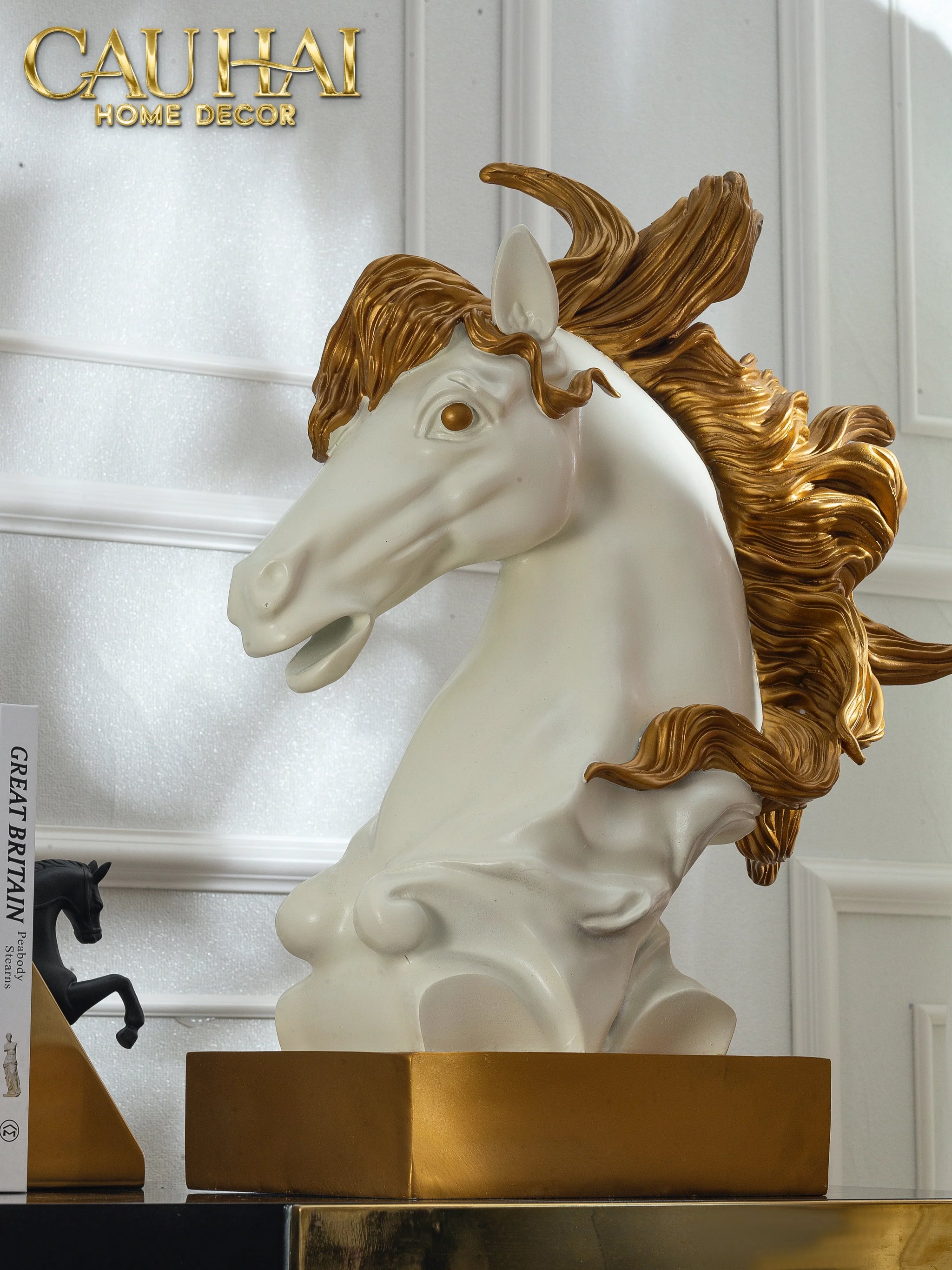 Maison Couture - Tượng Ngựa Kim Mã Cavalliere D'Or H60-CẬU HAI HOME DECOR