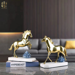Maison Couture - Tượng Ngựa Phi Bằng Đồng Đá Thạch Anh Xanh - Brasson Quartz Royale Paladin 27x26x10-TƯỢNG TRANG TRÍ-CẬU HAI HOME DECOR
