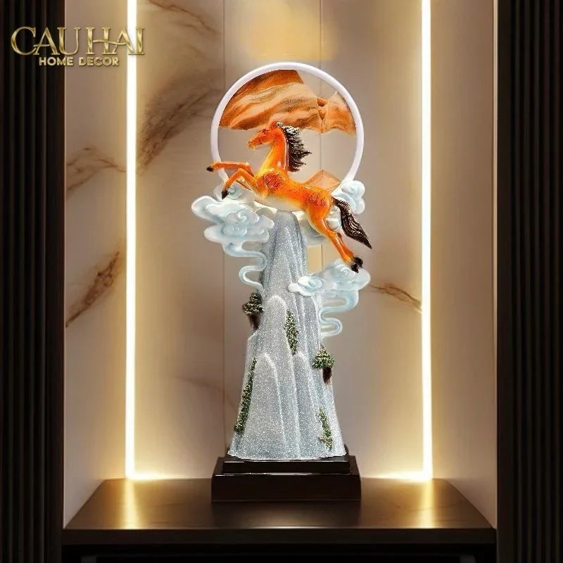 Maison Couture - Tượng Ngựa Trên Đỉnh Thiên Mã - Vermillion Celestial Stalion 71x30x16-CẬU HAI HOME DECOR