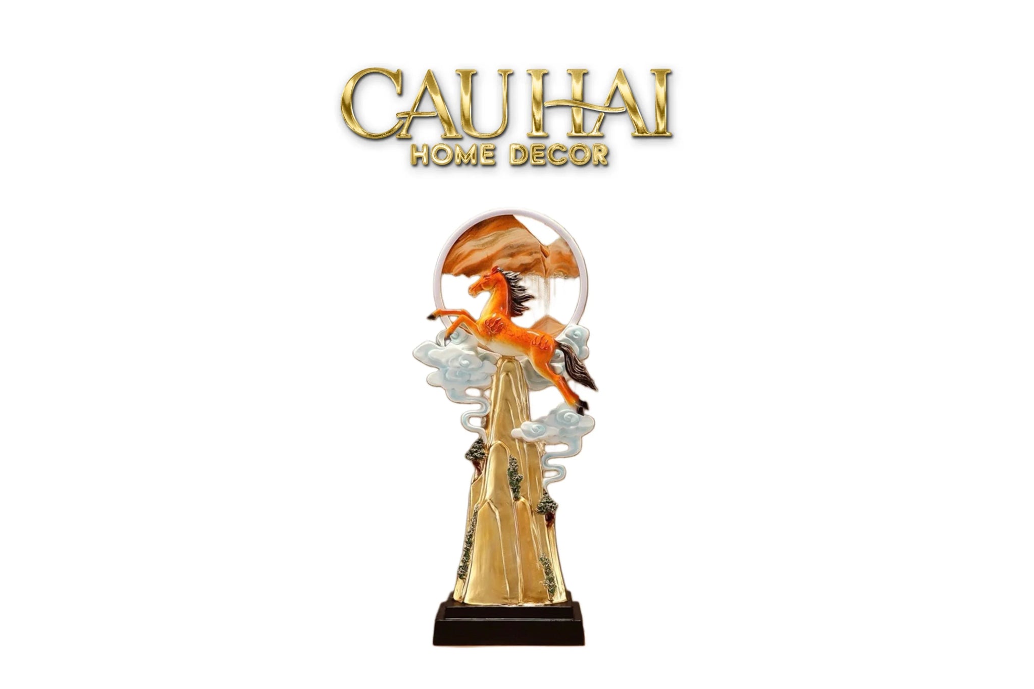 Maison Couture - Tượng Ngựa Trên Đỉnh Thiên Mã - Vermillion Celestial Stalion 71x30x16-CẬU HAI HOME DECOR