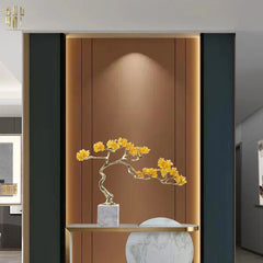 Maison Couture - Tượng Nhánh Cây Bonsai Thân Đồng Đá Pha Lê Vàng Lux Zen "Tree Of Light" 15x55x35-TƯỢNG TRANG TRÍ-CẬU HAI HOME DECOR