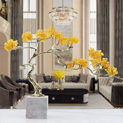 Maison Couture - Tượng Nhánh Cây Bonsai Thân Đồng Đá Pha Lê Vàng Lux Zen "Tree Of Light" 15x55x35-TƯỢNG TRANG TRÍ-CẬU HAI HOME DECOR