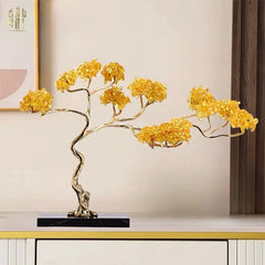 Maison Couture - Tượng Nhánh Cây Bonsai Thân Đồng Đá Pha Lê Vàng Lux Zen "Tree Of Light" 15x55x35-TƯỢNG TRANG TRÍ-CẬU HAI HOME DECOR