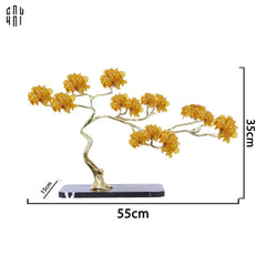 Maison Couture - Tượng Nhánh Cây Bonsai Thân Đồng Đá Pha Lê Vàng Lux Zen "Tree Of Light" 15x55x35-TƯỢNG TRANG TRÍ-CẬU HAI HOME DECOR