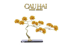 Maison Couture - Tượng Nhánh Cây Bonsai Thân Đồng Đá Pha Lê Vàng Lux Zen "Tree Of Light" 15x55x35-TƯỢNG TRANG TRÍ-CẬU HAI HOME DECOR