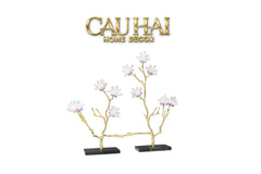 Maison Couture - Tượng Nhánh Cây Đồng Đá Thạch Anh Trắng - Les Fleurs White Quartz 27x50-CẬU HAI HOME DECOR