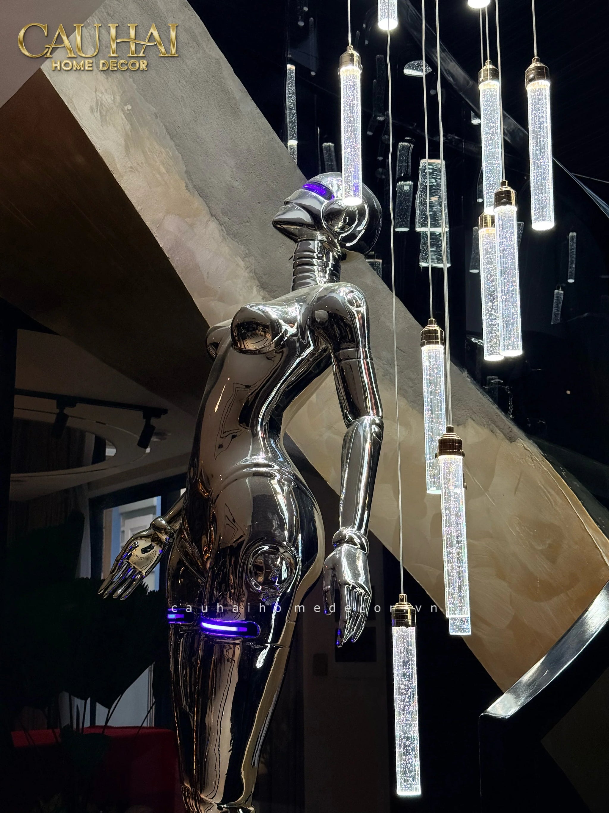 Maison Couture - Tượng Nữ Thần Ánh Sáng Futuristic Elysian Platinum Deity Hyper Pop - Cyber Illumina H207-CẬU HAI HOME DECOR