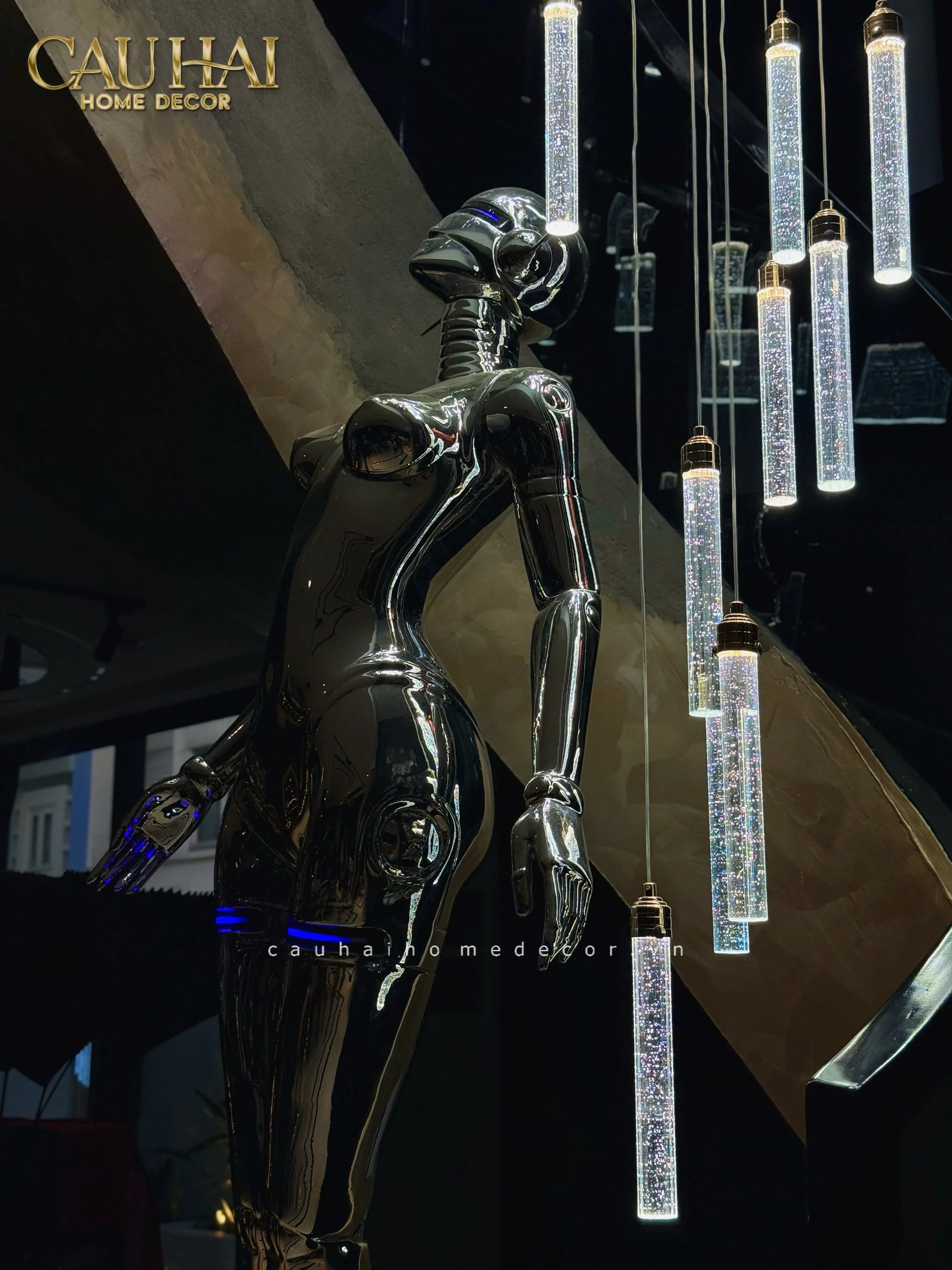 Maison Couture - Tượng Nữ Thần Ánh Sáng Futuristic Elysian Platinum Deity Hyper Pop - Cyber Illumina H207-CẬU HAI HOME DECOR
