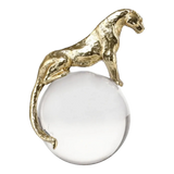 Maison Couture - Tượng Quả Cầu Pha Lê - Tượng Báo Bằng Đồng - Regal Brasson Panther Globe 15x30-TƯỢNG TRANG TRÍ-Đối tác tại Trung Quốc theo từng đơn đặt hàng-CẬU HAI HOME DECOR