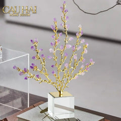 Maison Couture - Tượng San Hô Bằng Đồng Đá Thạch Anh Tím Amethyst Brasson Coral 32x42-TƯỢNG TRANG TRÍ-CẬU HAI HOME DECOR