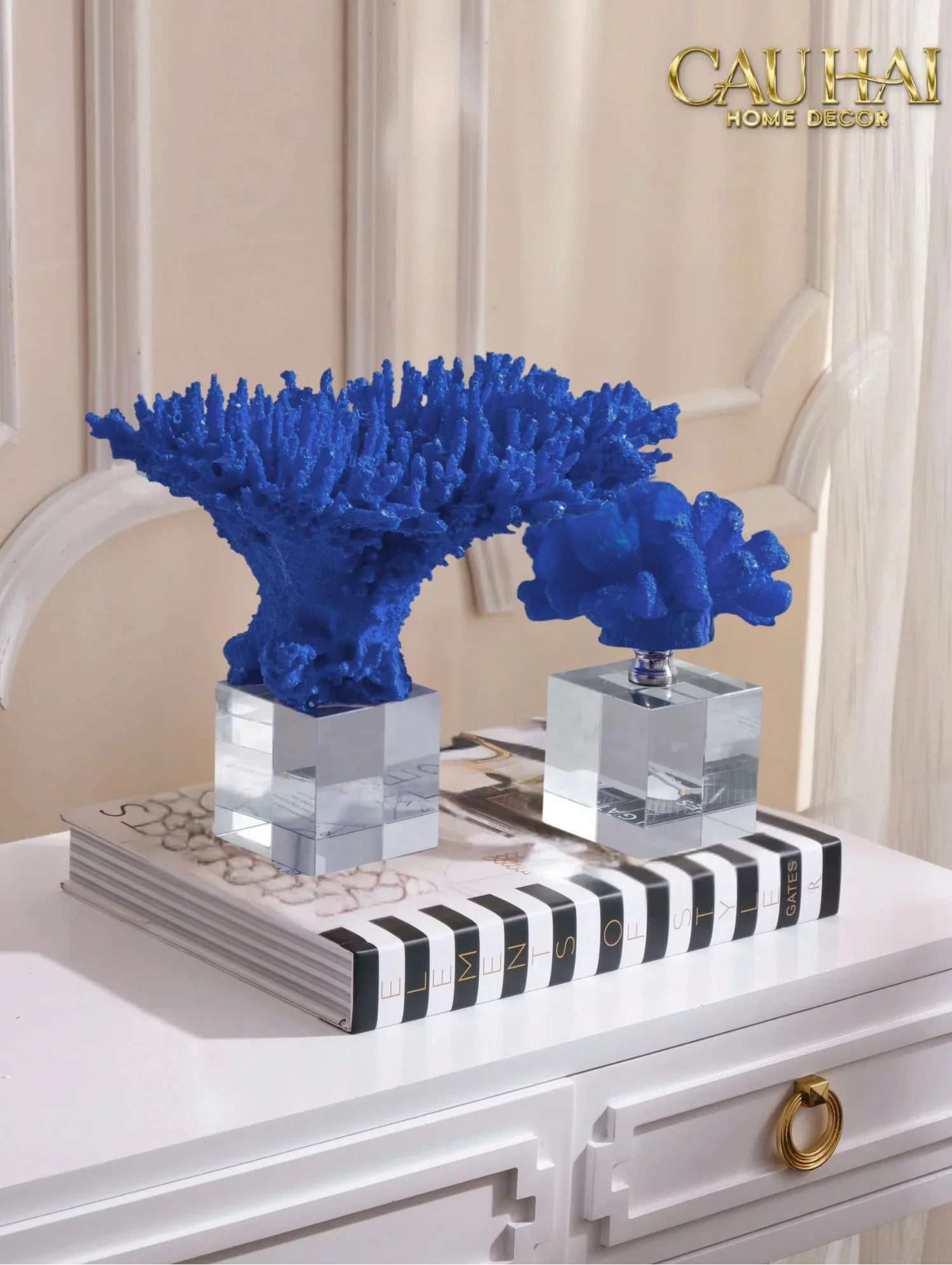 Maison Couture - Tượng San Hô Đế Pha Lê Saphir de Mer Cristalleries Coral Sculptures-TƯỢNG TRANG TRÍ-CẬU HAI HOME DECOR