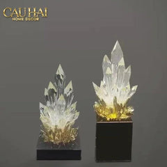 Maison Couture - Tượng Thạch Anh Céleste Crystal Flame - Obsidian Base H30-TƯỢNG TRANG TRÍ-CẬU HAI HOME DECOR