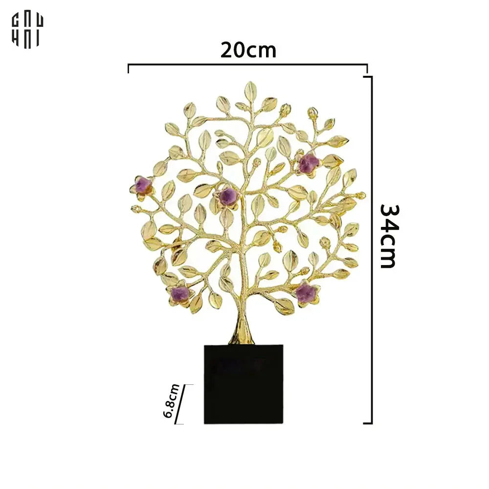 Maison Couture - Tượng Thân Cây Bằng Đồng Đá Thạch Anh Tím Brasson Amethyst Jardin De Vie 20x34-CẬU HAI HOME DECOR