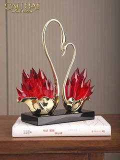 Maison Couture - Tượng Thiên Nga Vĩnh Cửu - Les Cygnes d’Amour Ruby Swan Cristalleries-TƯỢNG TRANG TRÍ-CẬU HAI HOME DECOR