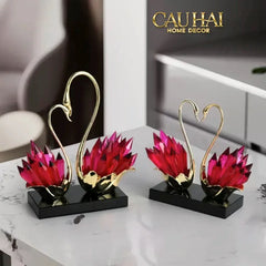 Maison Couture - Tượng Thiên Nga Vĩnh Cửu - Les Cygnes d’Amour Ruby Swan Cristalleries-TƯỢNG TRANG TRÍ-CẬU HAI HOME DECOR