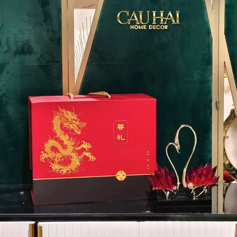 Maison Couture - Tượng Thiên Nga Vĩnh Cửu - Les Cygnes d’Amour Ruby Swan Cristalleries-TƯỢNG TRANG TRÍ-CẬU HAI HOME DECOR