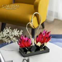 Maison Couture - Tượng Thiên Nga Vĩnh Cửu - Les Cygnes d’Amour Ruby Swan Cristalleries-TƯỢNG TRANG TRÍ-CẬU HAI HOME DECOR