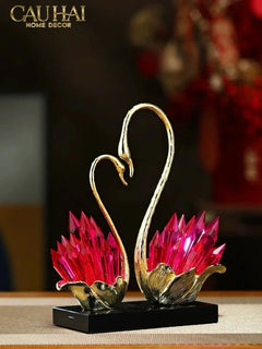 Maison Couture - Tượng Thiên Nga Vĩnh Cửu - Les Cygnes d’Amour Ruby Swan Cristalleries-TƯỢNG TRANG TRÍ-CẬU HAI HOME DECOR