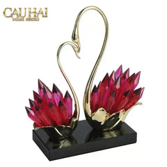 Maison Couture - Tượng Thiên Nga Vĩnh Cửu - Les Cygnes d’Amour Ruby Swan Cristalleries-CẬU HAI HOME DECOR