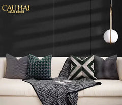 Maison Couture - Vỏ Gối Da Chevron Patchwork 45-CẬU HAI HOME DECOR