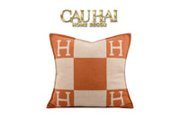 Maison Couture - Vỏ Gối Len Merinos Cashmere Signature Carré H Class 45 - Taupe Orange H-VỎ GỐI-CẬU HAI HOME DECOR