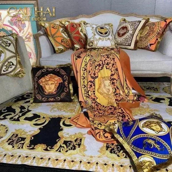 Maison Couture - Vỏ Gối Nhung Chenille Medusa V Class - Crete de Fleur - Vermilion Royale 45-VỎ GỐI-CẬU HAI HOME DECOR