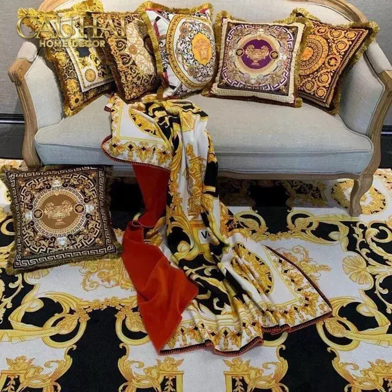 Maison Couture - Vỏ Gối Nhung Chenille Medusa V Class - Crete de Fleur - Vermilion Royale 45-VỎ GỐI-CẬU HAI HOME DECOR