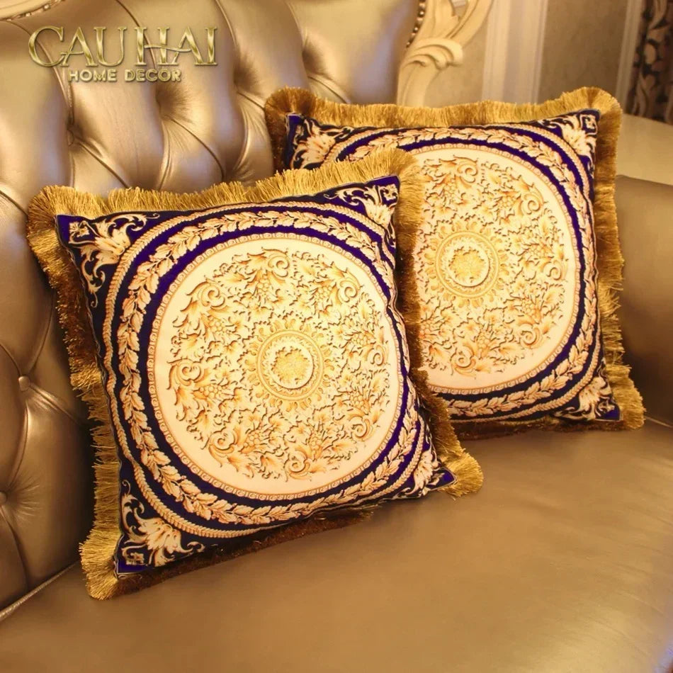 Maison Couture - Vỏ Gối Nhung Chenille Medusa V Class - Crete de Fleur - Vermilion Royale 45-VỎ GỐI-CẬU HAI HOME DECOR