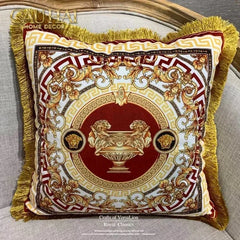 Maison Couture - Vỏ Gối Nhung Chenille V Class Barocco Medusa Haze - Regal Noir Gold 50x50-VỎ GỐI-CẬU HAI HOME DECOR