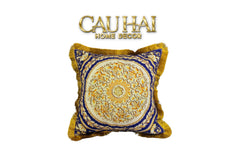 Maison Couture - Vỏ Gối Nhung Chenille V Class Barocco Medusa Haze - Regal Noir Gold 50x50-VỎ GỐI-CẬU HAI HOME DECOR