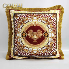 Maison Couture - Vỏ Gối Nhung Chenille V Class Medusa - La Coupe des Dieux - Crimson Rouge 45-VỎ GỐI-CẬU HAI HOME DECOR