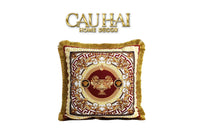 Maison Couture - Vỏ Gối Nhung Chenille V Class Medusa - La Coupe des Dieux - Crimson Rouge 45-VỎ GỐI-CẬU HAI HOME DECOR