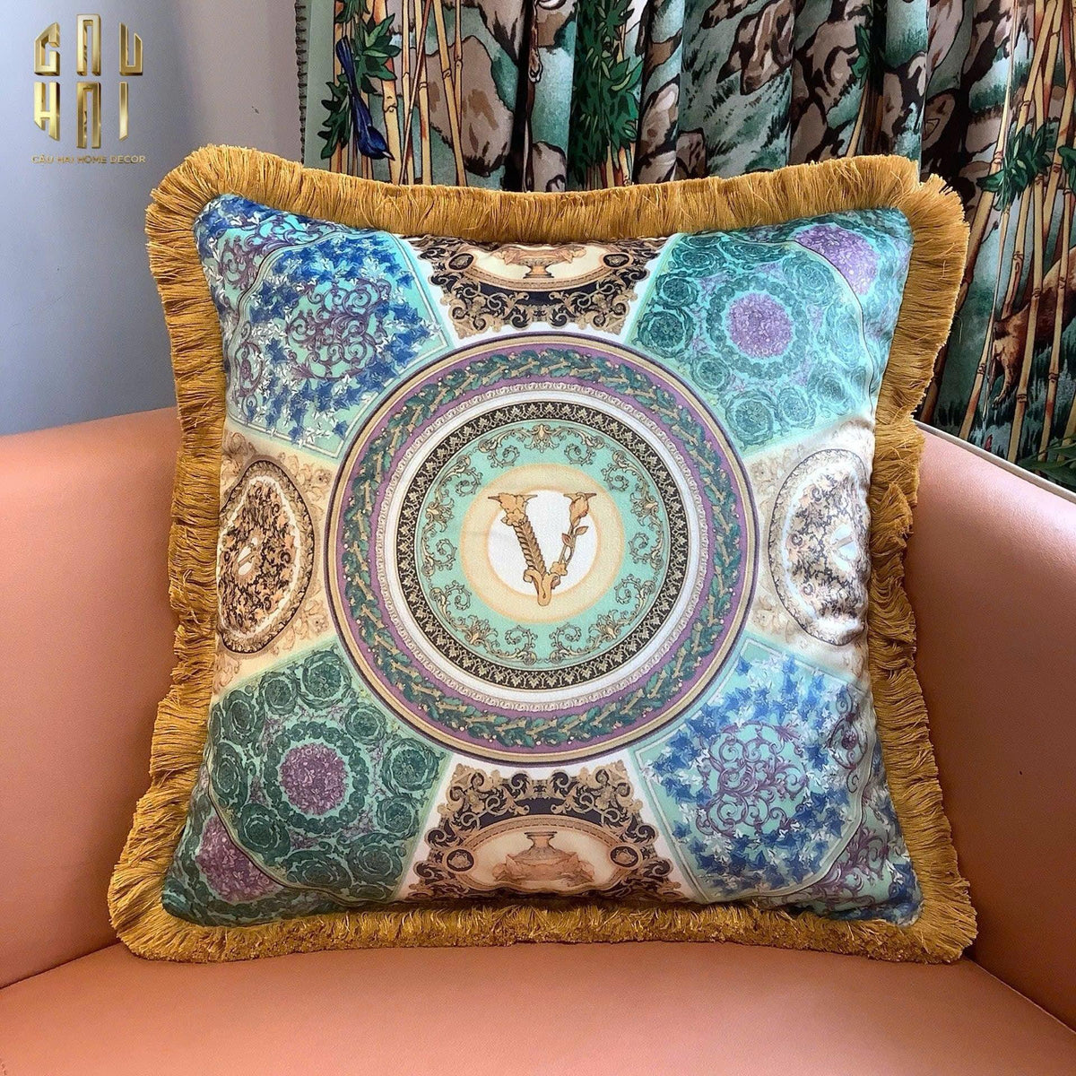 Maison Couture - Vỏ Gối Nhung Chenille V Class Medusa - Virtus Multicolore 45-VỎ GỐI-CẬU HAI HOME DECOR