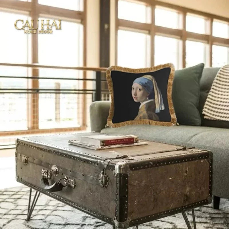 Maison Couture - Vỏ Gối Nhung La Jeune Fille À La Perle By Vermeer 45-CẬU HAI HOME DECOR