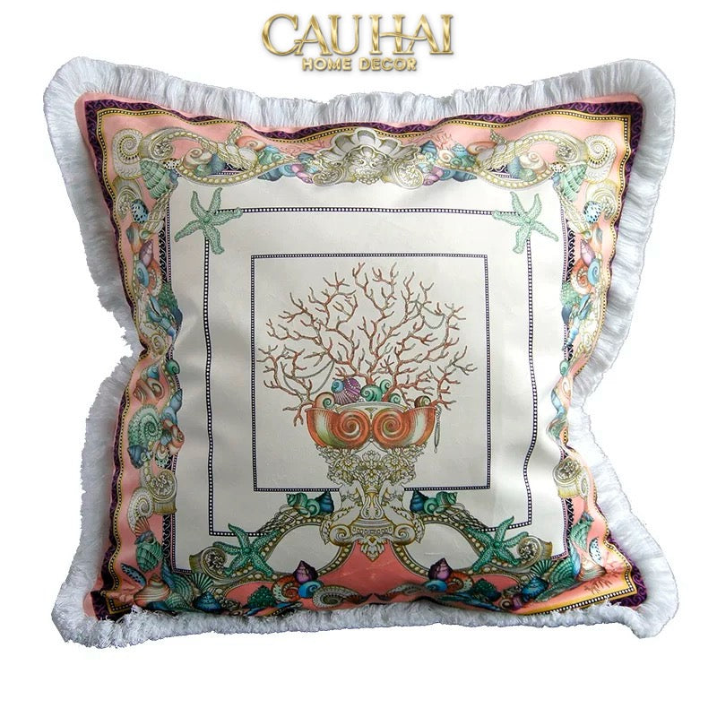 Maison Couture - Vỏ Gối V Class I ♡ Baroque Acanthus Medusa Monogram Cushion 45 Royal Blue-CẬU HAI HOME DECOR