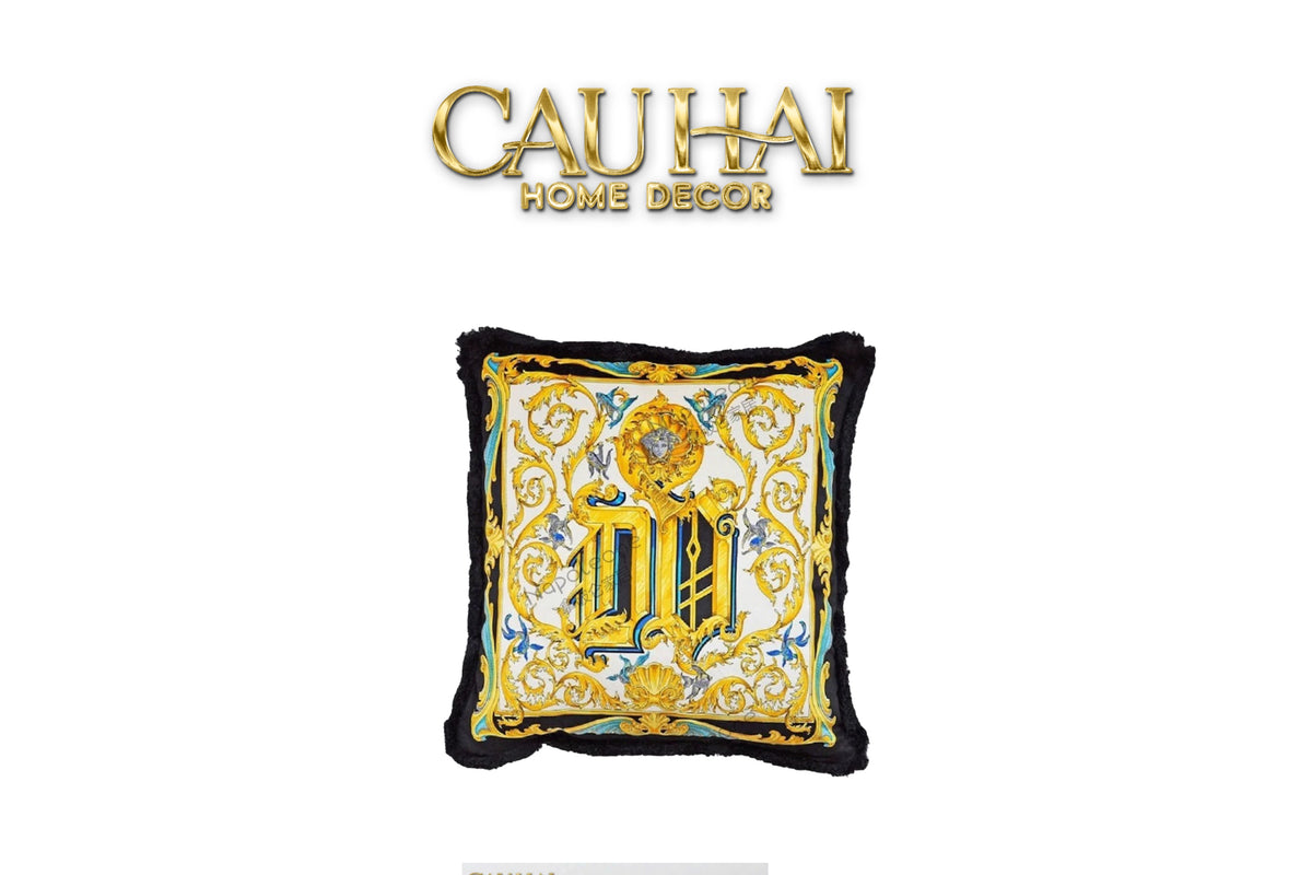 Maison Couture - Vỏ Gối V Class I ♡ Baroque Acanthus Medusa Monogram Cushion 45 Vermillion Rouge-VỎ GỐI SOFA-CẬU HAI HOME DECOR-CẬU HAI HOME DECOR