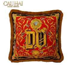 Maison Couture - Vỏ Gối V Class I ♡ Baroque Acanthus V Monogram Cushion 45 Medusa Gala White-CẬU HAI HOME DECOR