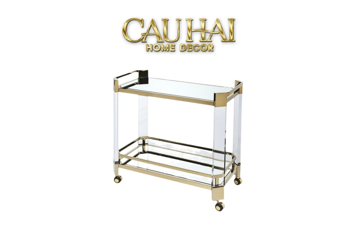 Maison Couture - Xe Đẩy Quầy Bar / Bar Cart Christian Trolley Acrylic Modernist D'Or-XE ĐẨY BAR-CẬU HAI HOME DECOR