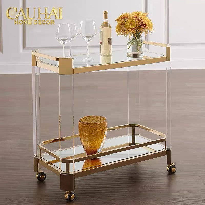 Maison Couture - Xe Đẩy Quầy Bar / Bar Cart Christian Trolley Acrylic Modernist D'Or-XE ĐẨY BAR-CẬU HAI HOME DECOR