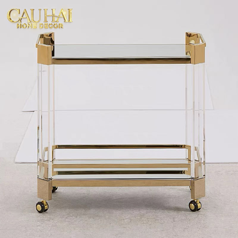 Maison Couture - Xe Đẩy Quầy Bar / Bar Cart Christian Trolley Acrylic Modernist D'Or-XE ĐẨY BAR-CẬU HAI HOME DECOR