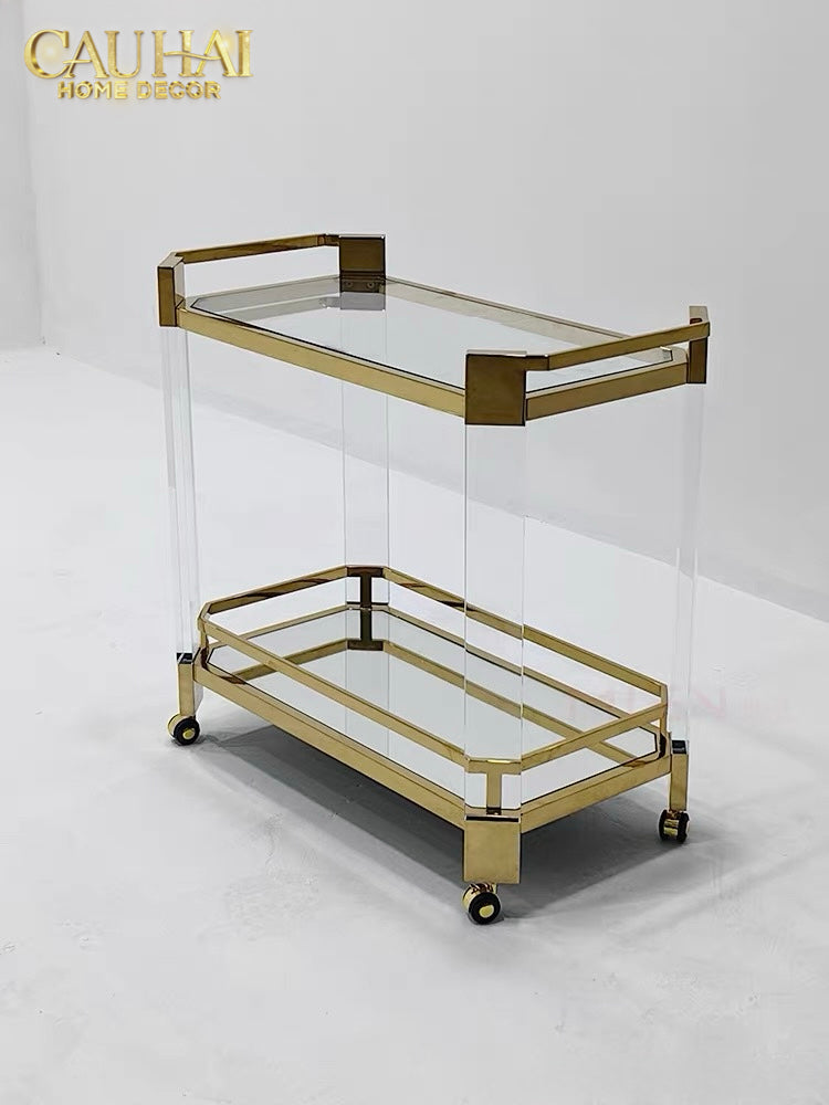 Maison Couture - Xe Đẩy Quầy Bar / Bar Cart Christian Trolley Acrylic Modernist D'Or-XE ĐẨY BAR-CẬU HAI HOME DECOR
