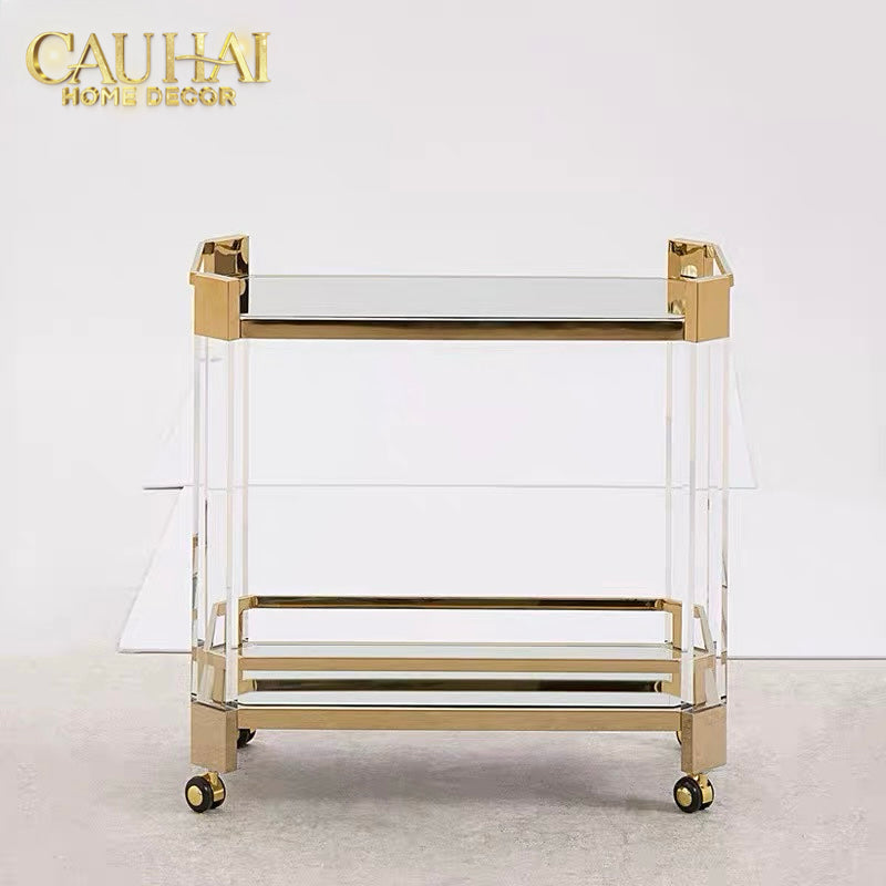 Maison Couture - Xe Đẩy Quầy Bar / Bar Cart Christian Trolley Acrylic Modernist D'Or-XE ĐẨY BAR-CẬU HAI HOME DECOR