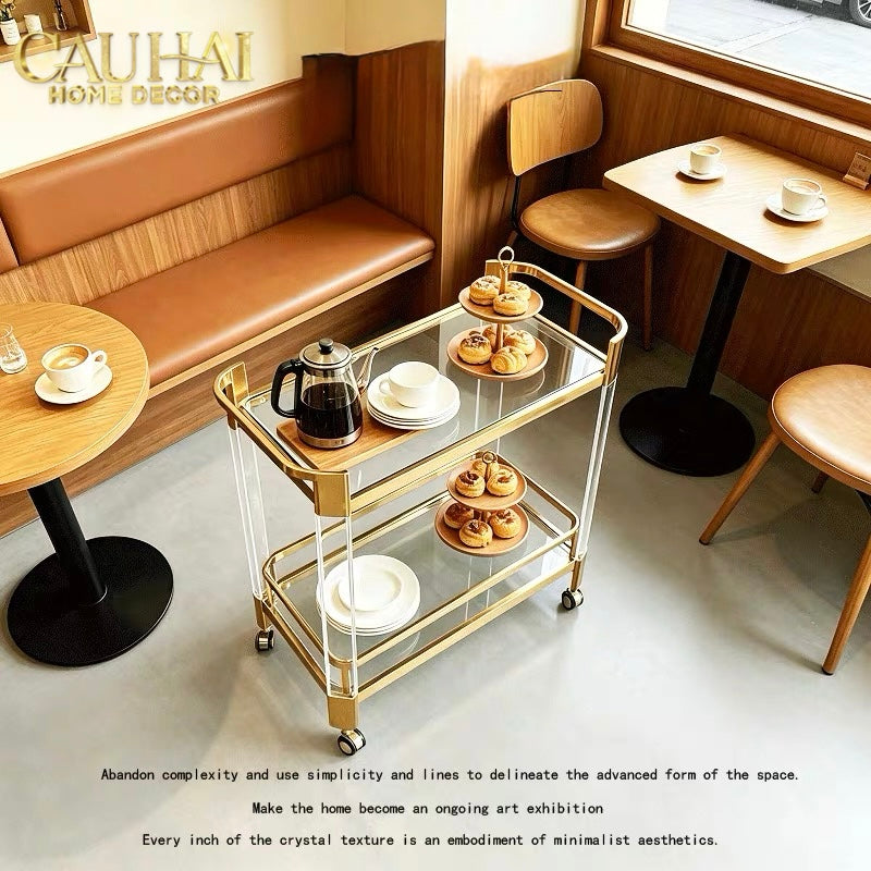 Maison Couture - Xe Đẩy Quầy Bar / Bar Cart Christian Trolley Acrylic Modernist D'Or-XE ĐẨY BAR-CẬU HAI HOME DECOR