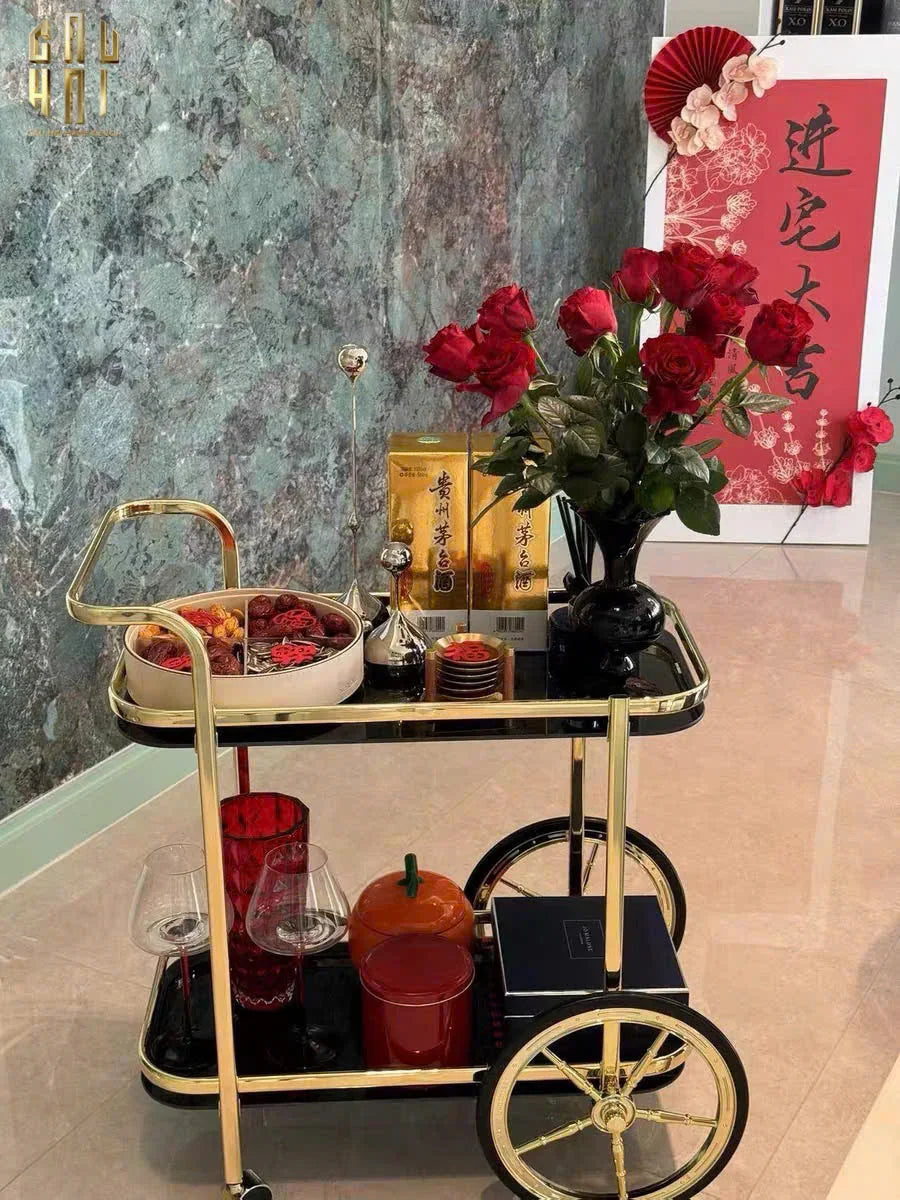 Maison Couture - Xe Đẩy Quầy Bar / Bar Cart Hemingway Trolley - Black Mirror 54x87x85-CẬU HAI HOME DECOR
