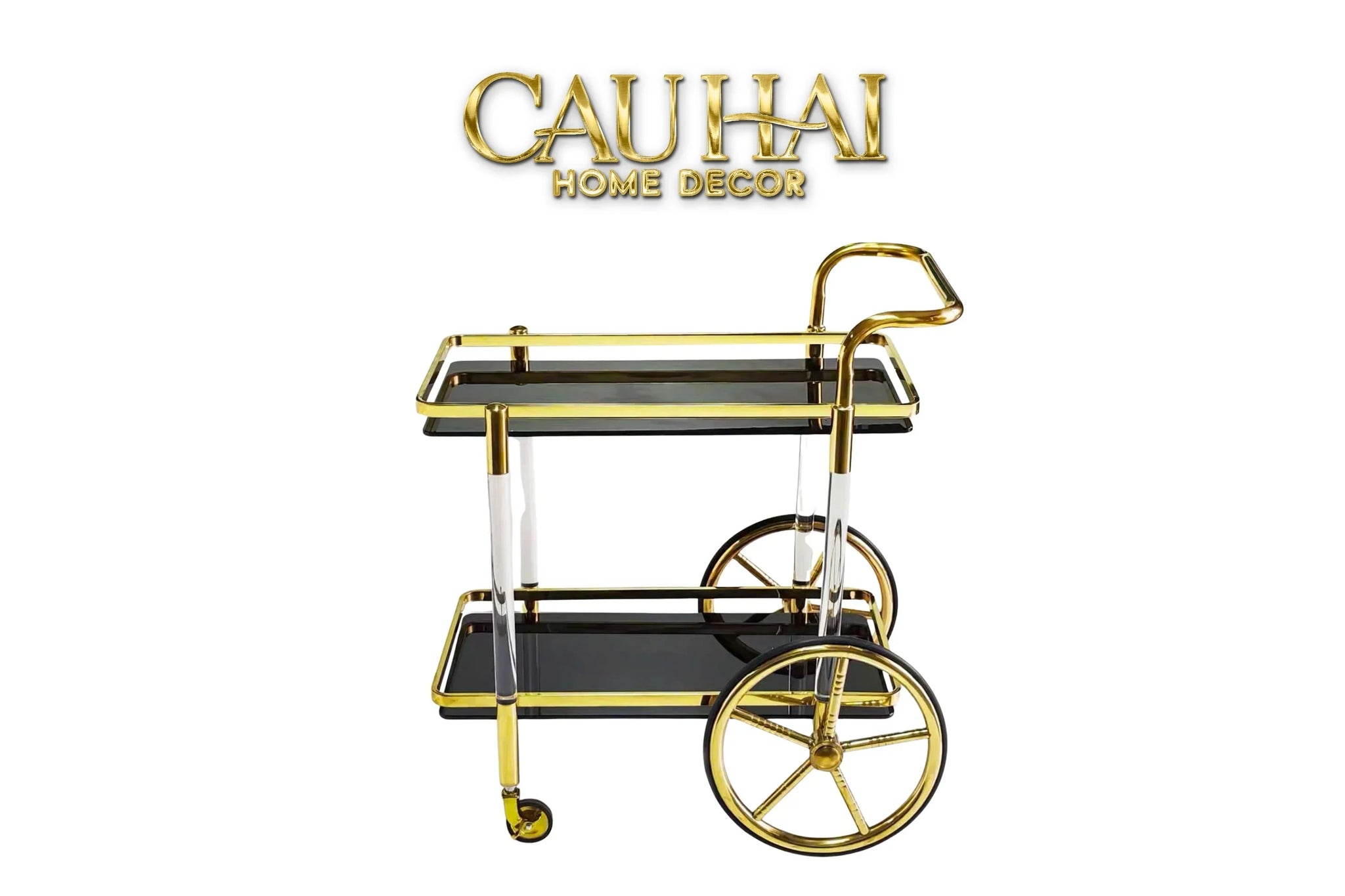 Maison Couture - Xe Đẩy Quầy Bar / Bar Cart Hemingway Trolley - Black Mirror 54x87x85-CẬU HAI HOME DECOR