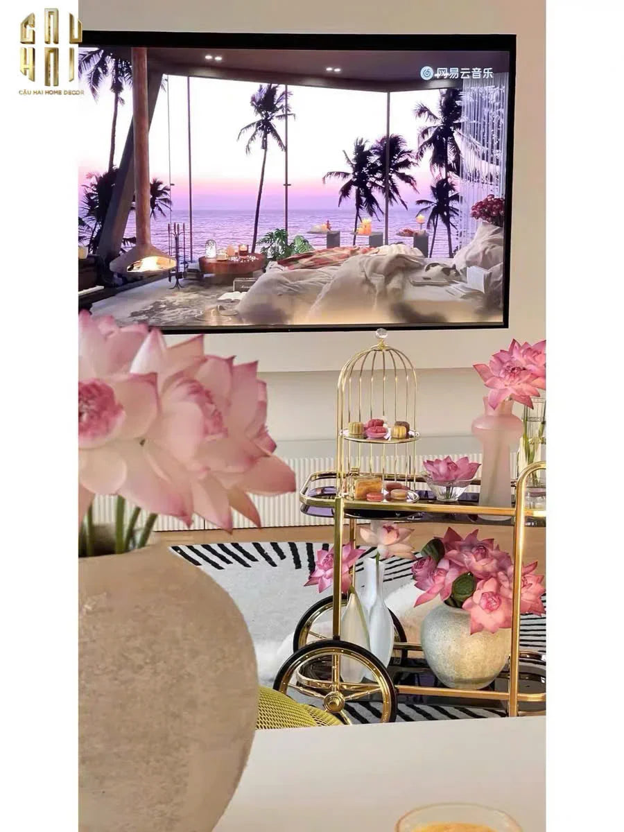 Maison Couture - Xe Đẩy Quầy Bar / Bar Cart Hemingway Trolley - Black Mirror 54x87x85-XE ĐẨY BAR-Đối tác tại Trung Quốc theo từng đơn đặt hàng-CẬU HAI HOME DECOR