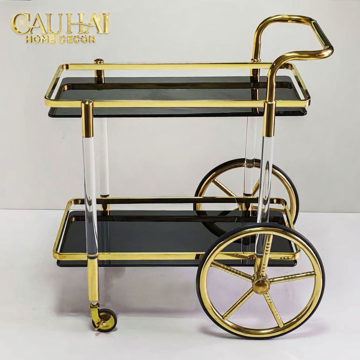 Maison Couture - Xe Đẩy Quầy Bar / Bar Cart Hemingway Trolley - Black Mirror 54x87x85-XE ĐẨY BAR-Đối tác tại Trung Quốc theo từng đơn đặt hàng-CẬU HAI HOME DECOR