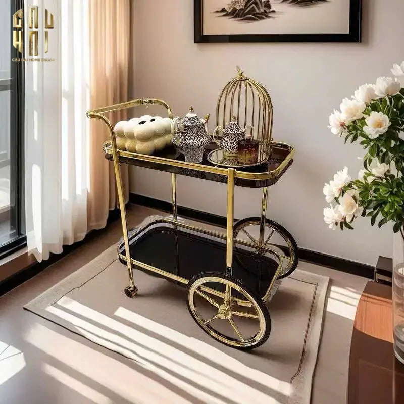 Maison Couture - Xe Đẩy Quầy Bar / Bar Cart Hemingway Trolley - Black Mirror 54x87x85-XE ĐẨY BAR-Đối tác tại Trung Quốc theo từng đơn đặt hàng-CẬU HAI HOME DECOR
